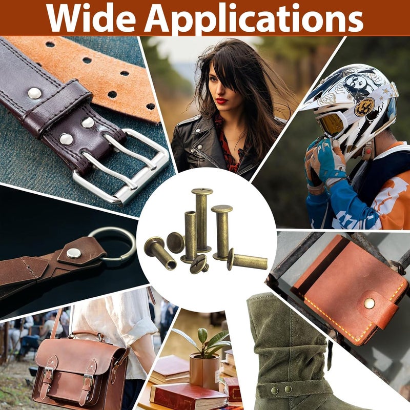 Socell 120Sets Chicago Screws Kit, 6 Sizes Chicago Screws for Leather,Binding Screws Leather Rivet kit for Crafts, Clothing, Shoes, Belts, Bags, and Custom-Made Items(Bronze, M5*4,5,6,8,10,12) - Image 5